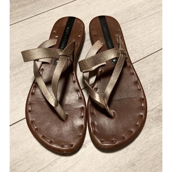 Matt Bernson Brown and Gold Sandals - Picture 1 of 9